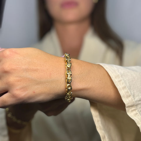 Bracciale catena con greca oro