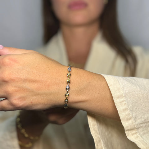Bracciale marinara bombè bicolor oro