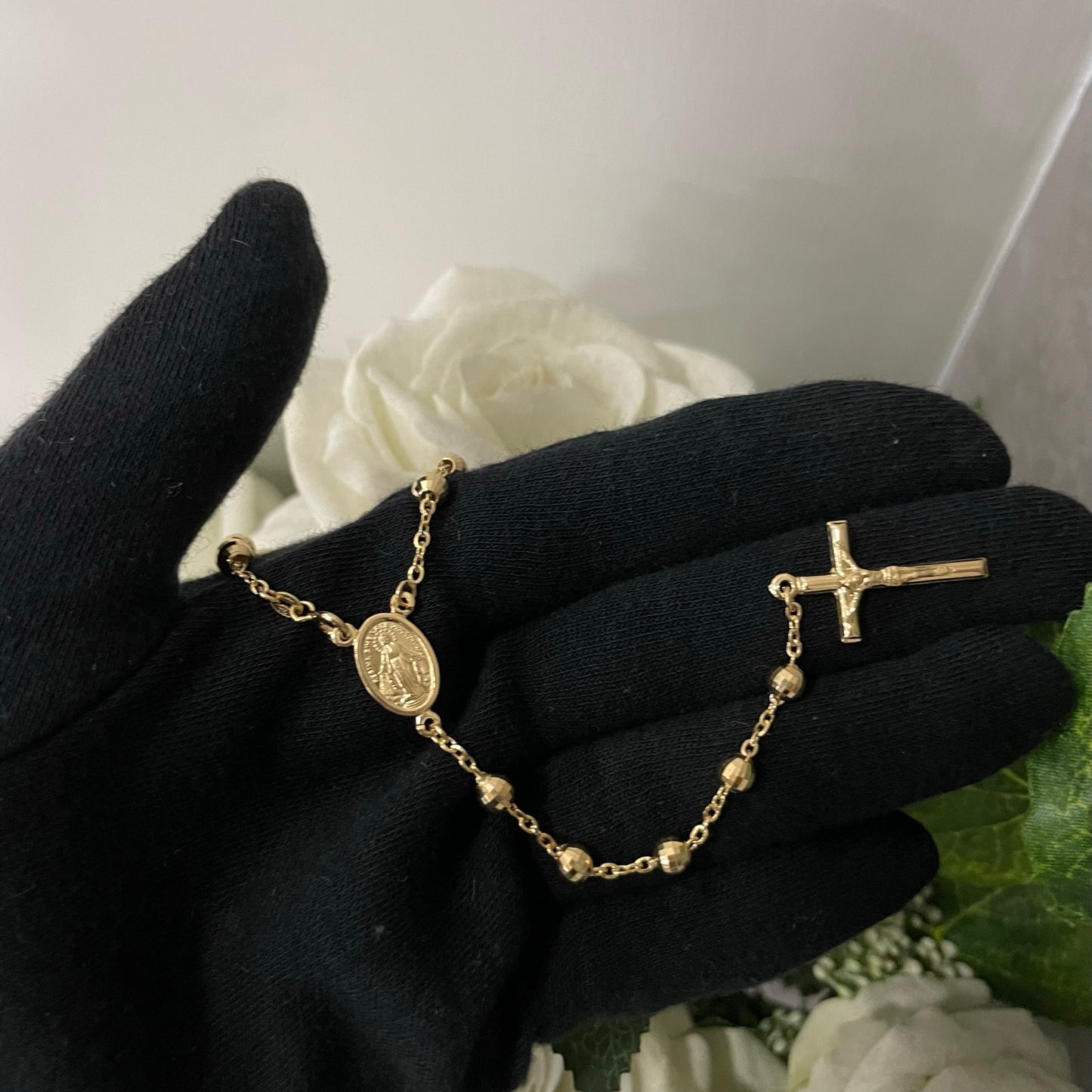 Collana rosario sfere martellate oro