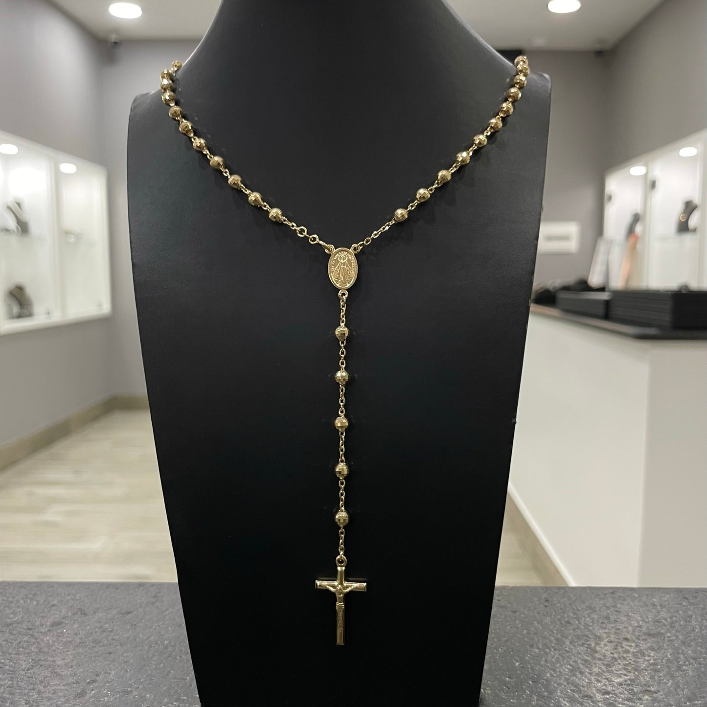 Collana rosario sfere martellate oro