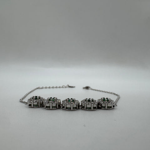 Bracciale Semi Tennis fiori Argento