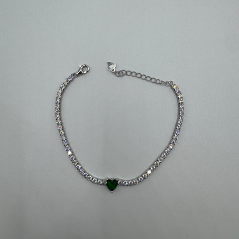 Bracciale Tennis con cuore con zirconi Argento