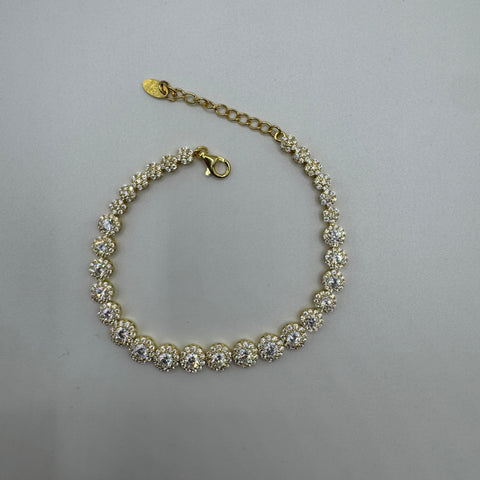Bracciale Tennis fiori con zirconi Argento