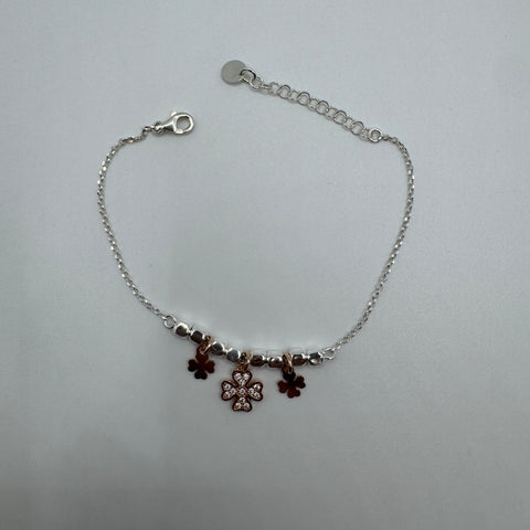 Bracciale quadrifoglio con zirconi Argento
