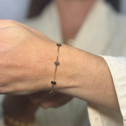 Bracciale catena cuori oro