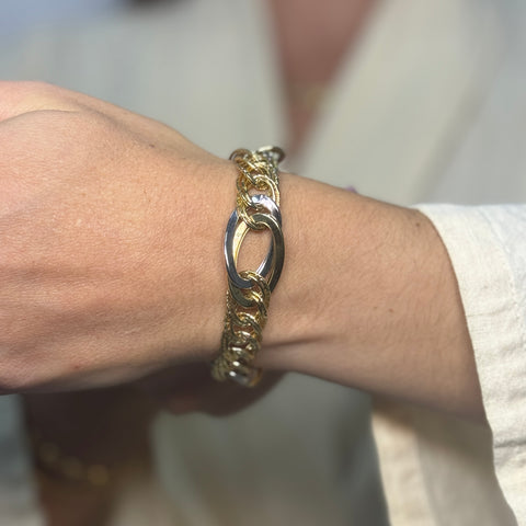 Bracciale catena bicolor oro