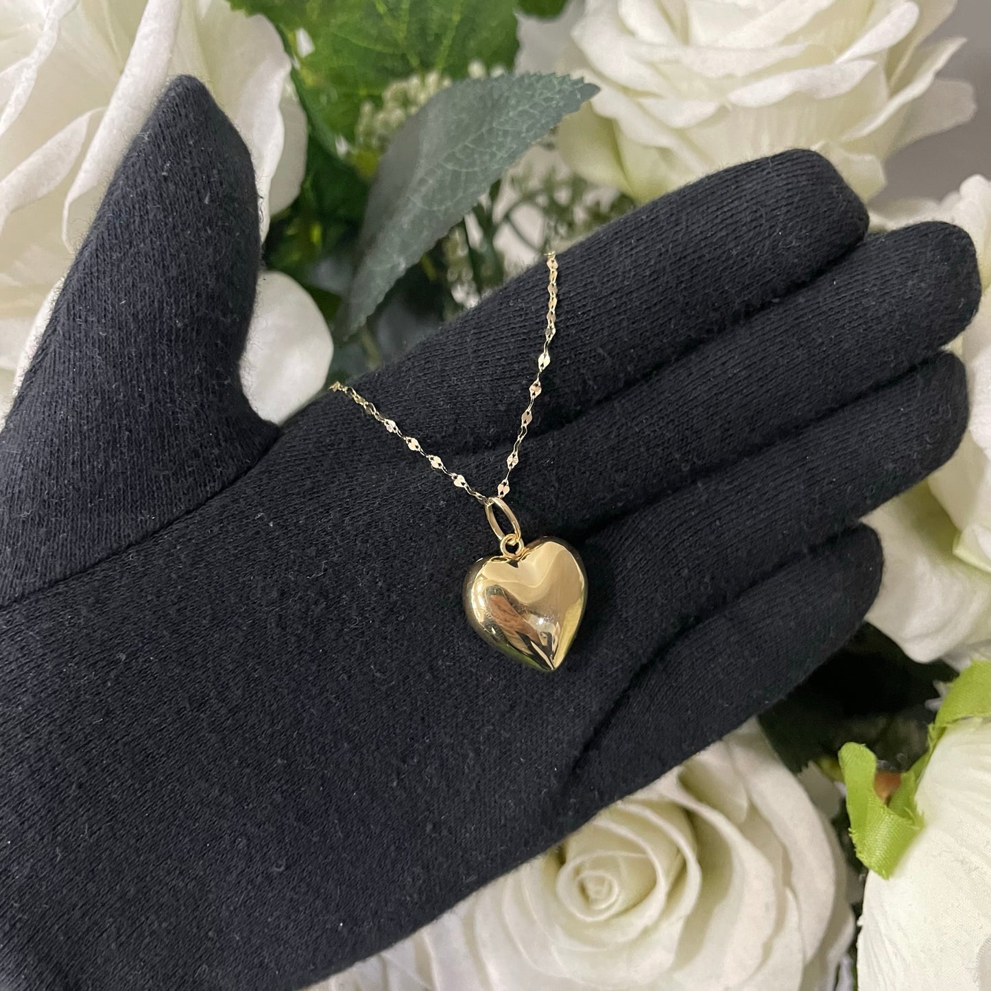 Collana specchiatina con cuore bombè medio oro