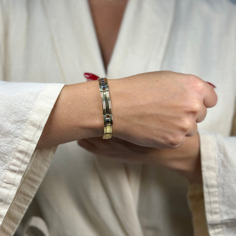Bracciale piastra bicolor oro