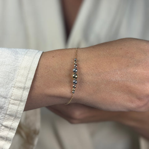 Bracciale rollò con sfere multicolor oro