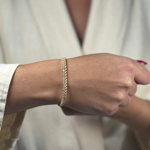 Bracciale fune con tennis oro e zirconi