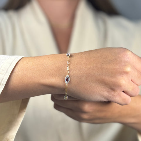 Bracciale catena occhio con zirconi oro
