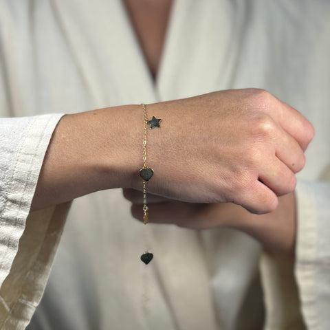 Bracciale cuore e stelle oro