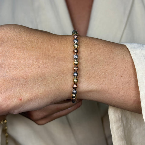 Bracciale sfere lavorate multicolor oro