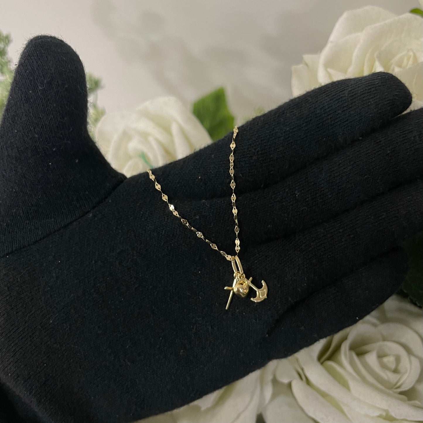 Collana specchiatina con trio simboli oro