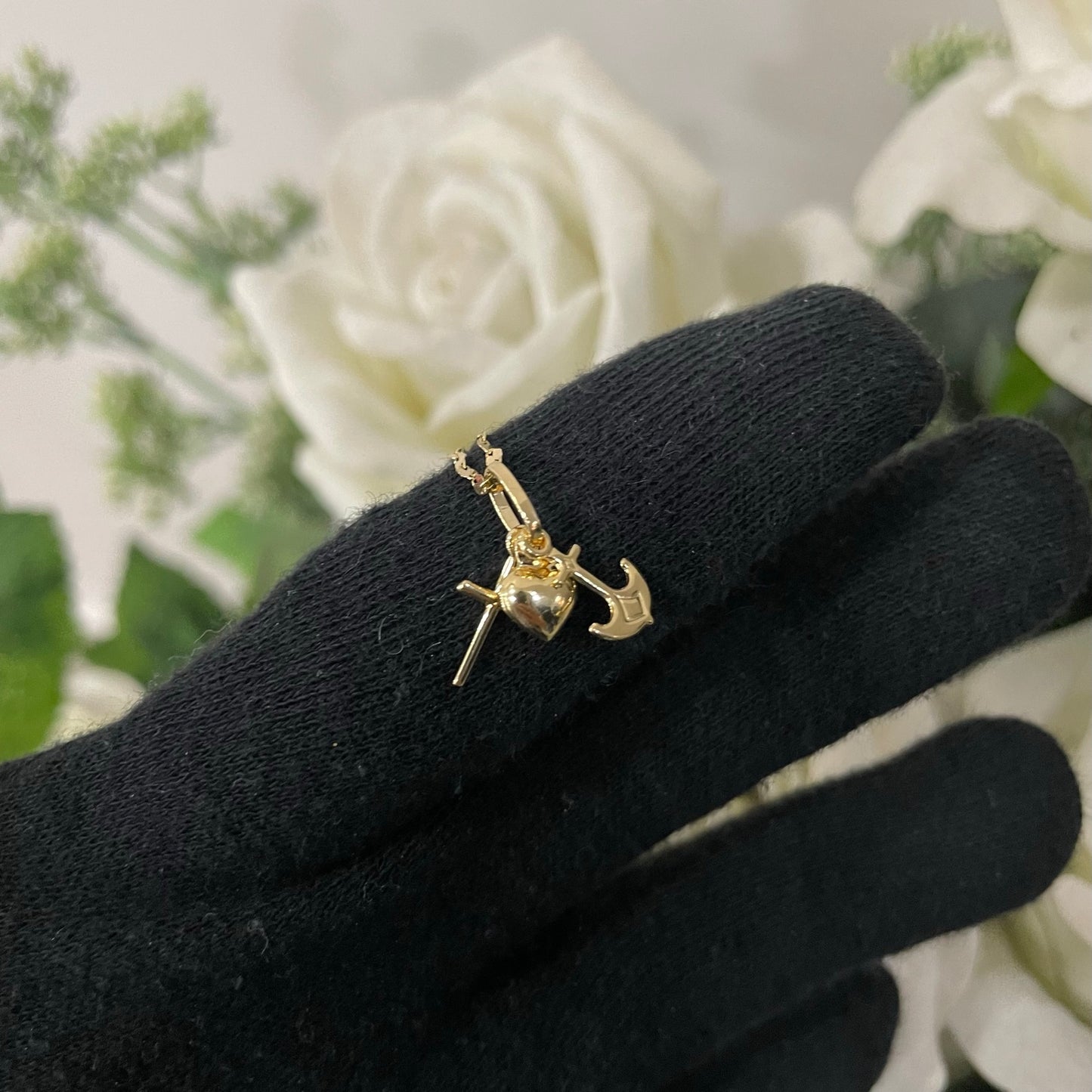 Collana specchiatina con trio simboli oro