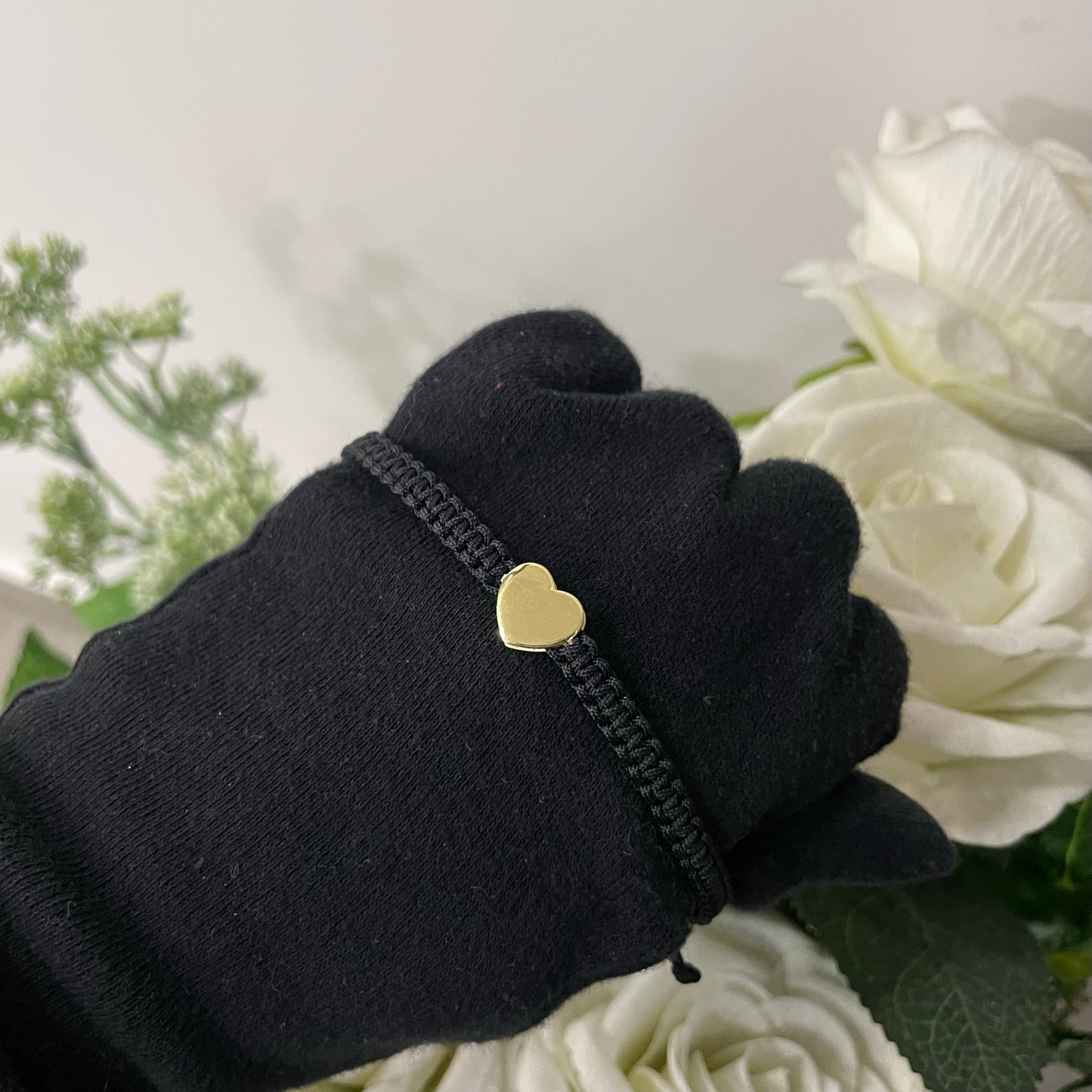 Bracciale caucciù cuore oro
