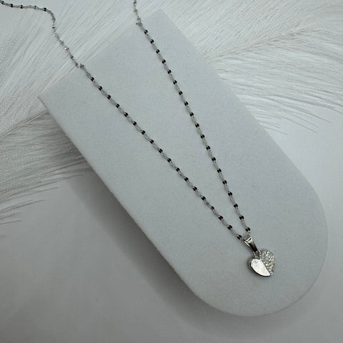 Collana specchiatina con cuore oro e zirconi
