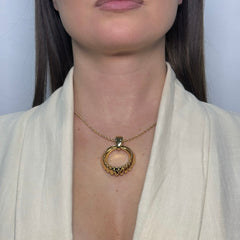 Collana fune con pendente cerchio forato oro