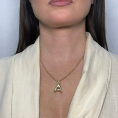 Collana fune con lettera bombè oro
