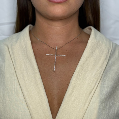 Collana veneziana con croce esile oro e zirconi