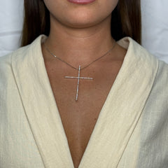 Collana veneziana con croce esile oro e zirconi