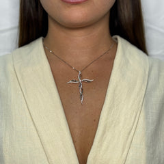 Collana veneziana con croce torchon oro e diamanti
