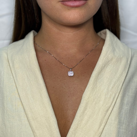 Collana veneziana con pendente quadrato oro e zirconi