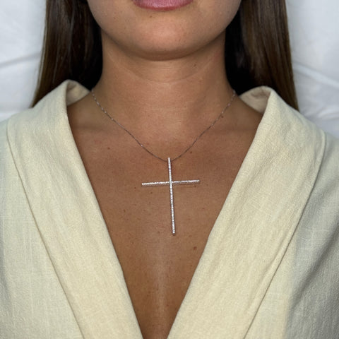 Collana veneziana con croce oro e diamanti