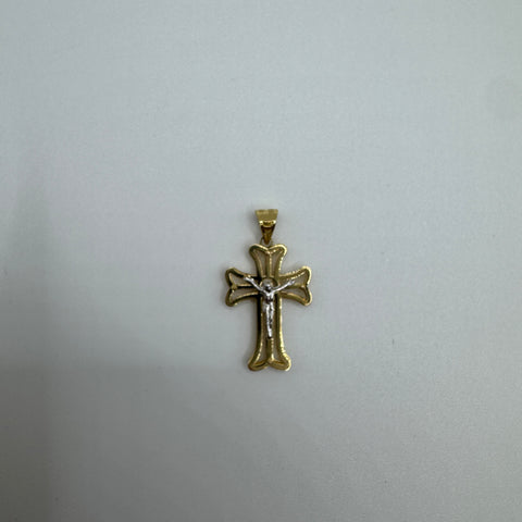Pendente croce doppia lastra bicolor