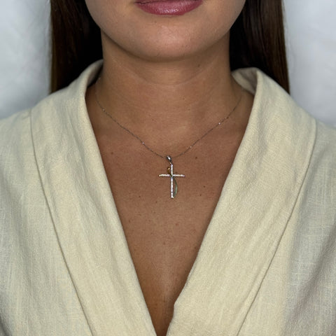 Collana veneziana con croce bicolor zirconi oro