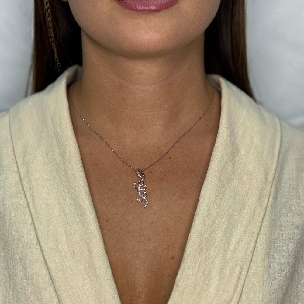 Collana veneziana con geco zirconi oro