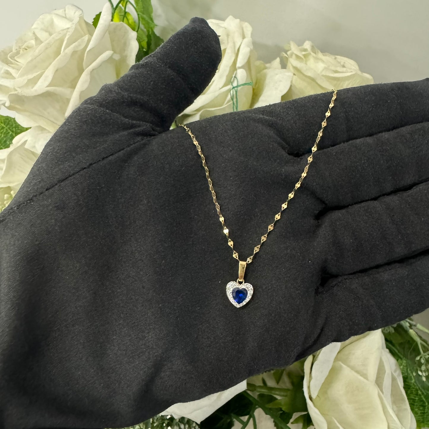 Collana specchiatina con cuoricino oro zirconato