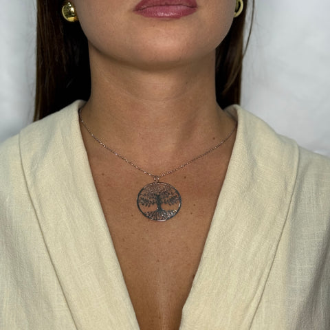 Collana ovalina con albero della vita oro