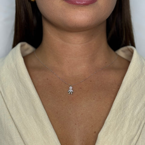 Collana forzatina con bimbo oro e diamanti