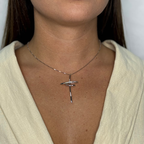 Collana veneziana con croce stilizzata oro e diamanti
