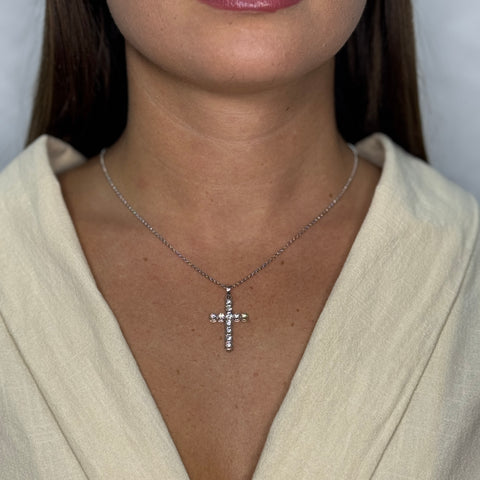 Collana rollò con croce oro a diamanti sospesi