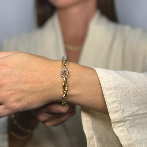 Bracciale catena torchon bicolor oro