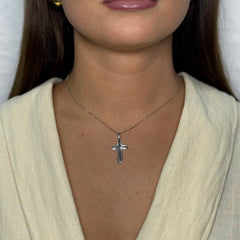 Collana veneziana con croce doppia lastra oro