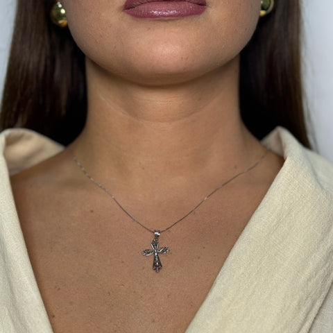 Collana veneziana con croce doppia lastra oro