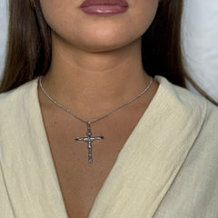 Collana fune con croce oro