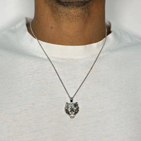 Collana fune con testa leone oro
