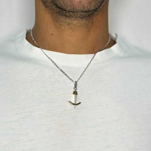 Collana 3+1 con ancora tridimensionale oro