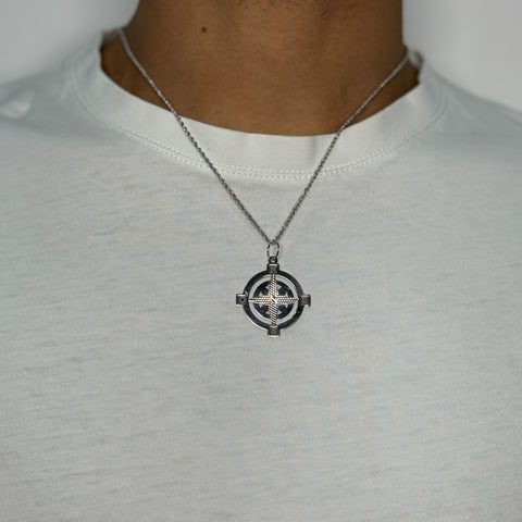Collana fune con rosa di venti oro