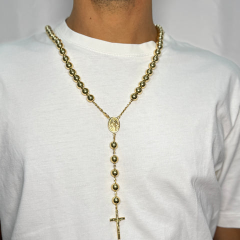 Collana rosario sfere lisce oro