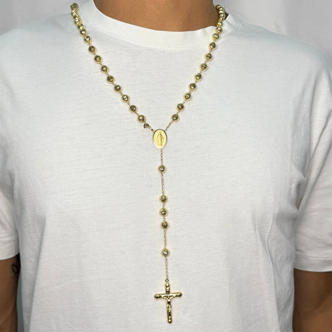 Collana rosario sfere martellate oro