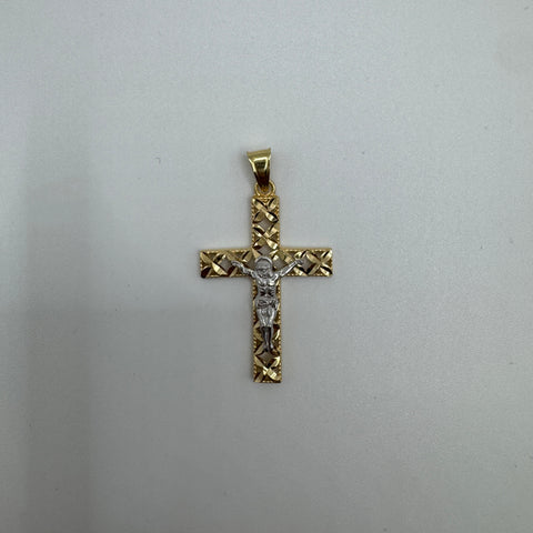 Pendente croce bicolor oro