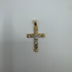 Pendente croce bicolor oro