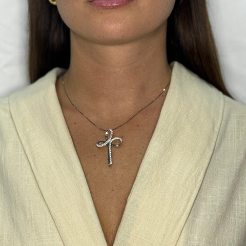 Collana con croce con zirconi oro