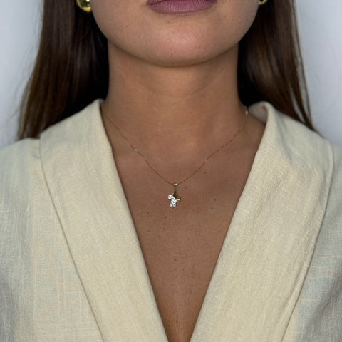 Collana con croce con zirconi oro