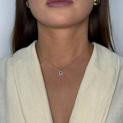 Collana con rettangolo con zirconi oro